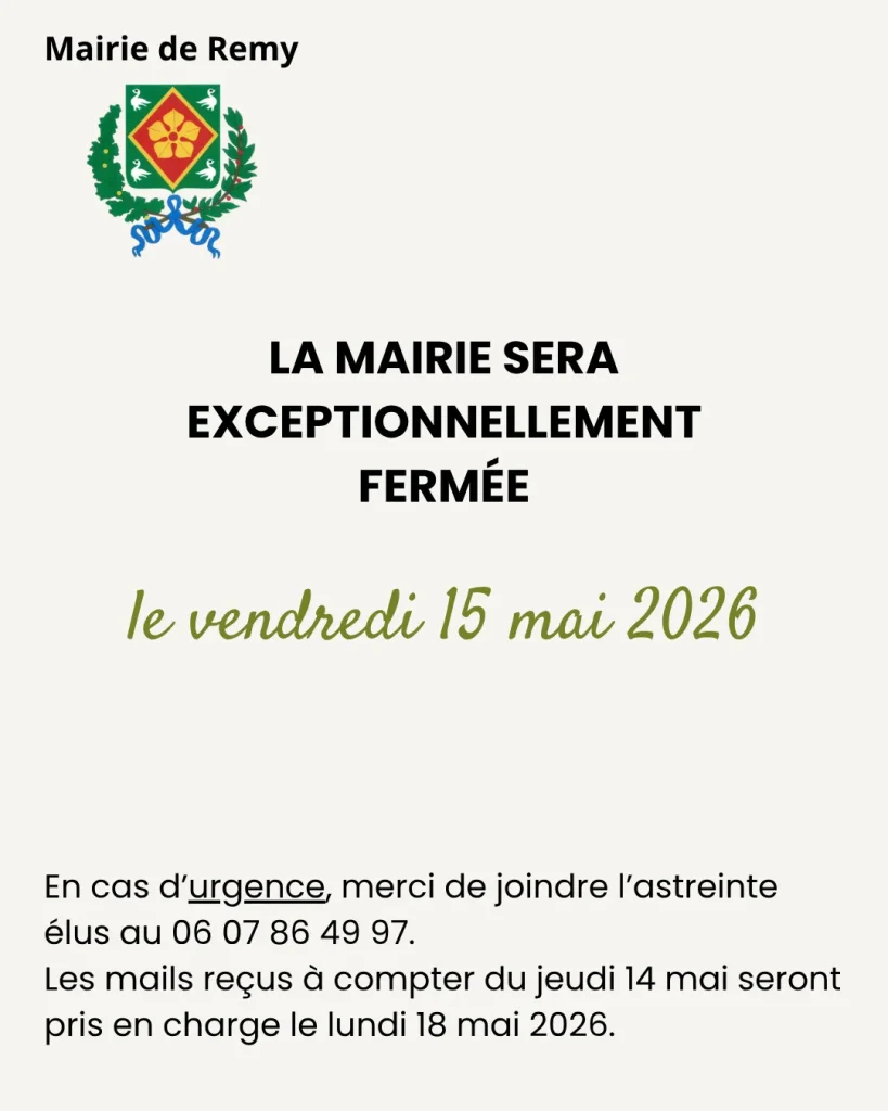 Lire la suite de l'actualité Fermeture exceptionnelle de la mairie