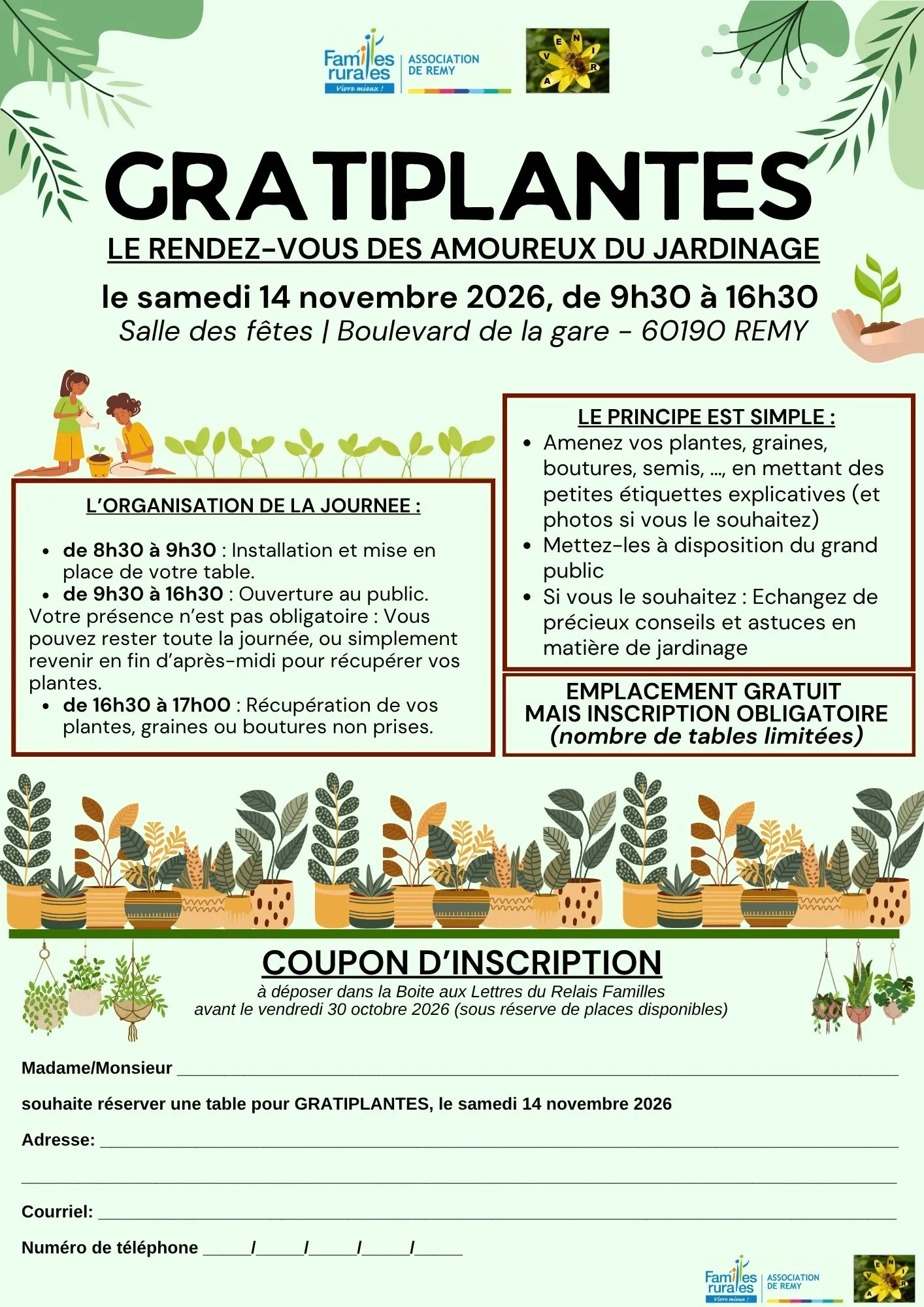 Lire la suite de l'actualité Gratifoire et Gratiplantes le 14 novembre 2026